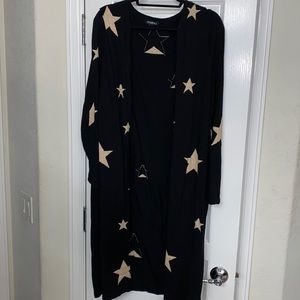 Star print duster sweater